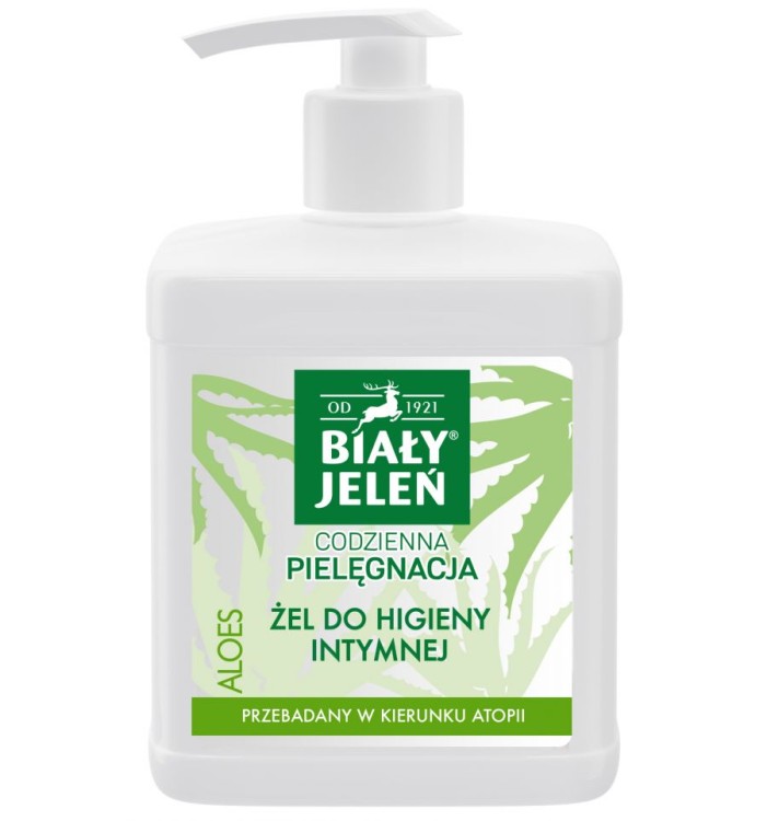 biały jeleń żel do higieny intymnej aloes 500ml. Butelka z dozownikiem