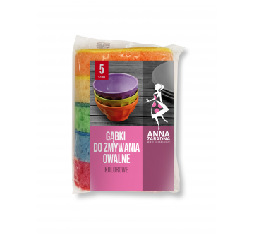 Gąbki do zmywania owalne kolorowe 5 sztuk Anna Zaradna