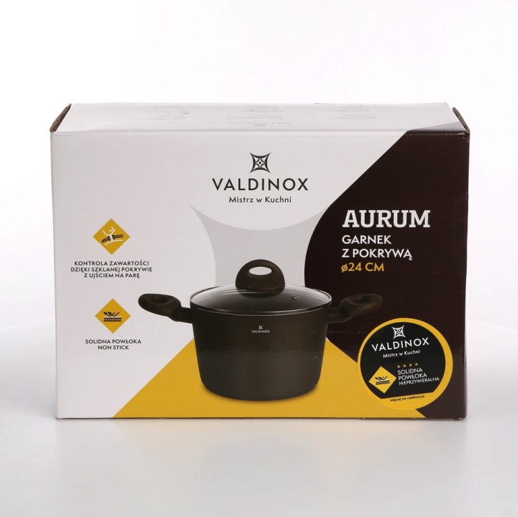 Valdinox Aurum garnek fi 24 z pokrywką 6l