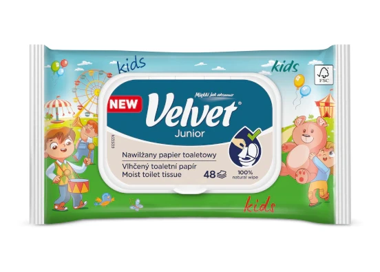 Nawilżany papier toaletowy Velvet Junior 48 listków