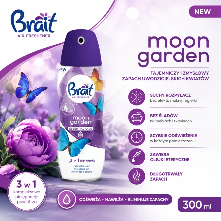 Odświeżacz Brait suchy Moon Garden 300ml zalety produktu