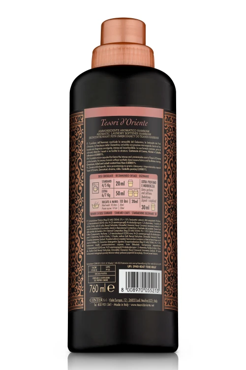 Tesori d'Oriente Hammam 760ml płyn do płukania tył opakowania