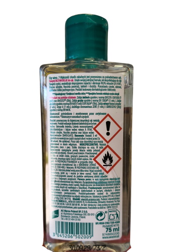 Sanytol Żel dezynfekujący do rąk Zielona Herbata 75 ml tył opakowania