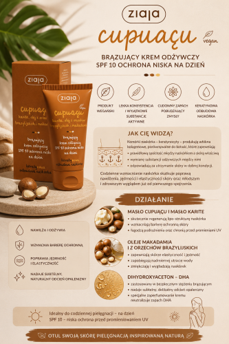 Ziaja Cupuaçu – Krem Brązujący do Twarzy i Ciała  grafika szczegółowa