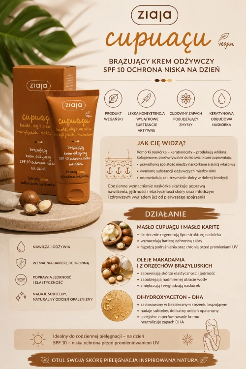 Ziaja Cupuaçu – Krem Brązujący do Twarzy i Ciała  grafika szczegółowa
