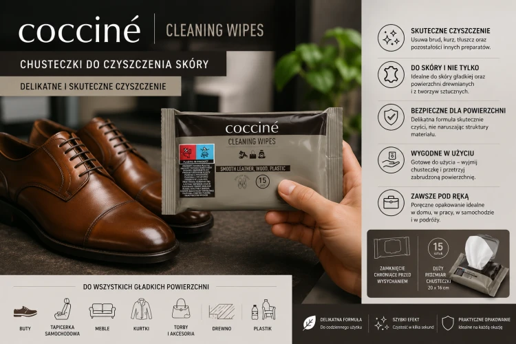 Chusteczki do czyszczenia skóry – 15 szt. COCCINE CLEANING WIPES