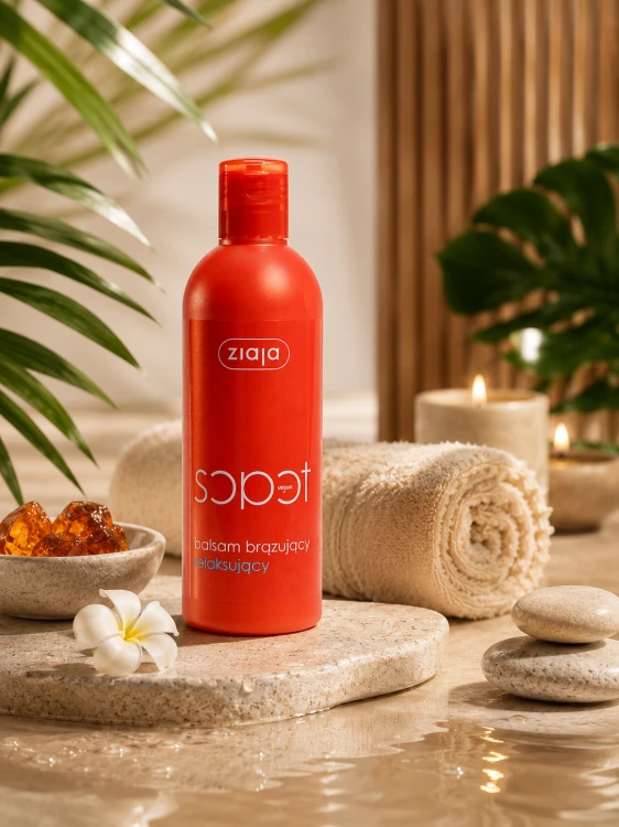 Relaks. Pielęgnacja. Naturalna opalenizna. Ziaja Sopot – balsam brązujący, który nadaje skórze złocisty blask i zapewnia codzienną dawkę domowego SPA