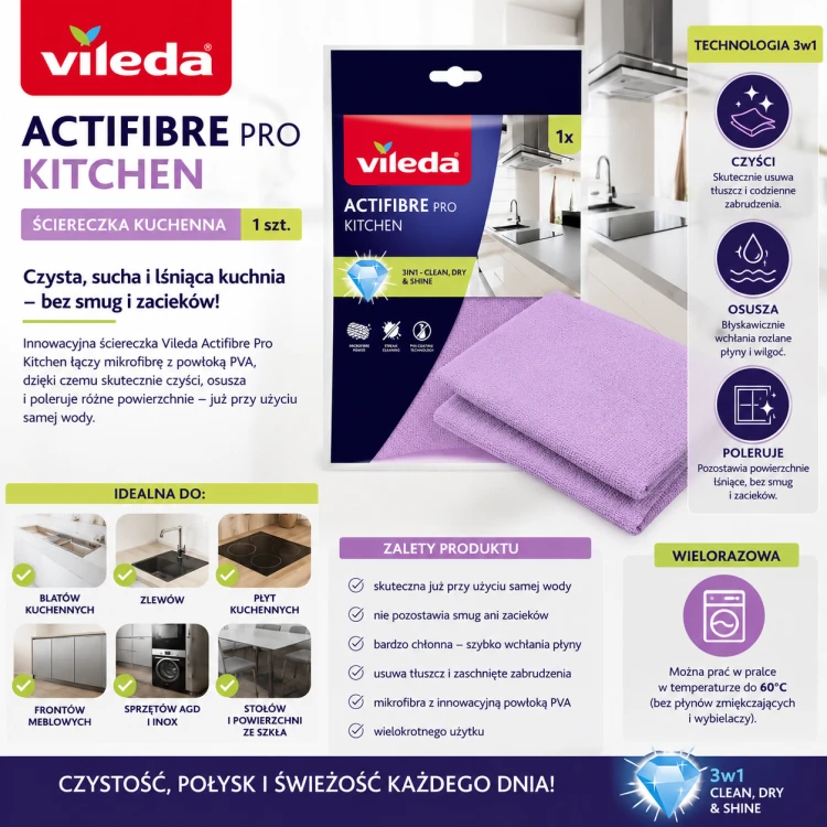 Ściereczka Vileda Actifibre Pro kuchenna 1 szt. szczegóły produktu