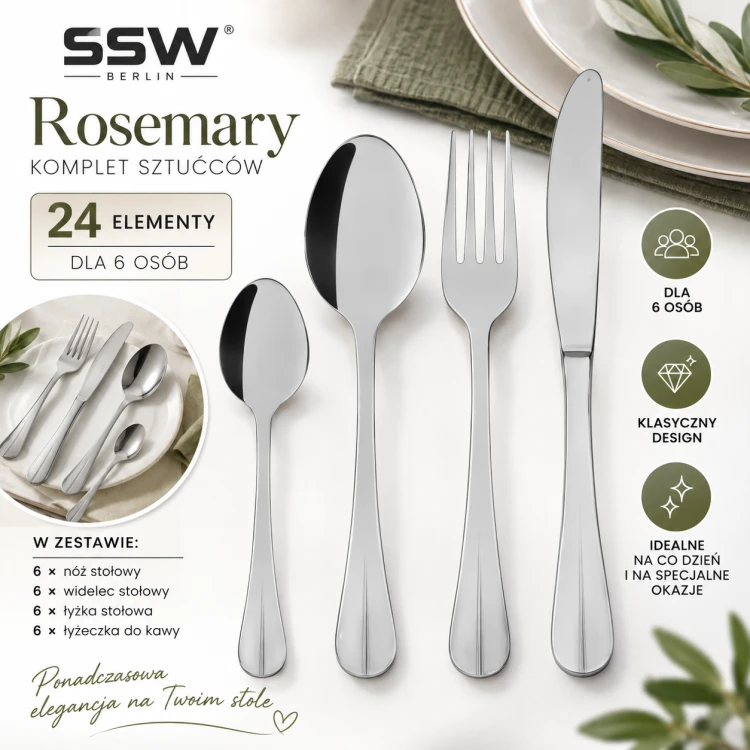 Sztućce 24 elementy Rosemary 912038 – SSW grafika szczegółowa
