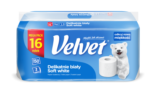 Papier toaletowy Velvet Delikatnie Biały 16 rolek