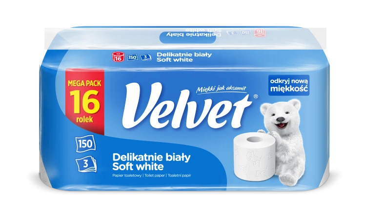 Papier toaletowy Velvet Delikatnie Biały 16 rolek