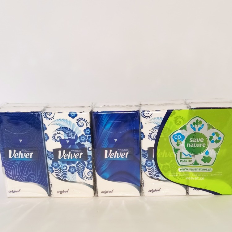 Chusteczki higieniczne Velvet. 10 opakowań po 10 chusteczek