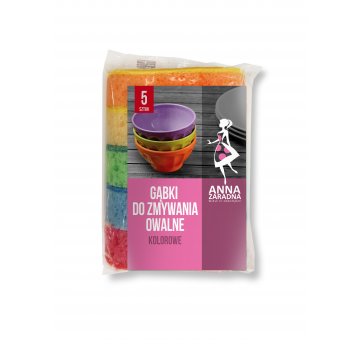 Gąbki do zmywania owalne kolorowe 5 sztuk Anna Zaradna