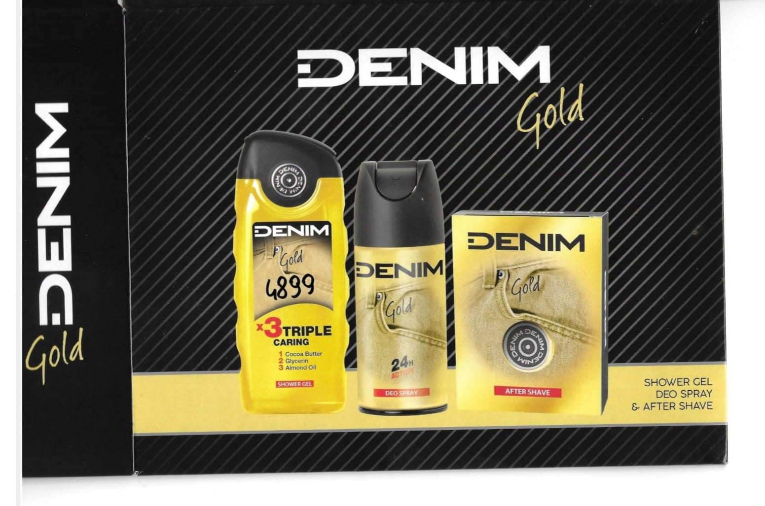 Denim zestaw żel pod prysznic , deo, płyn po goleniu Gold