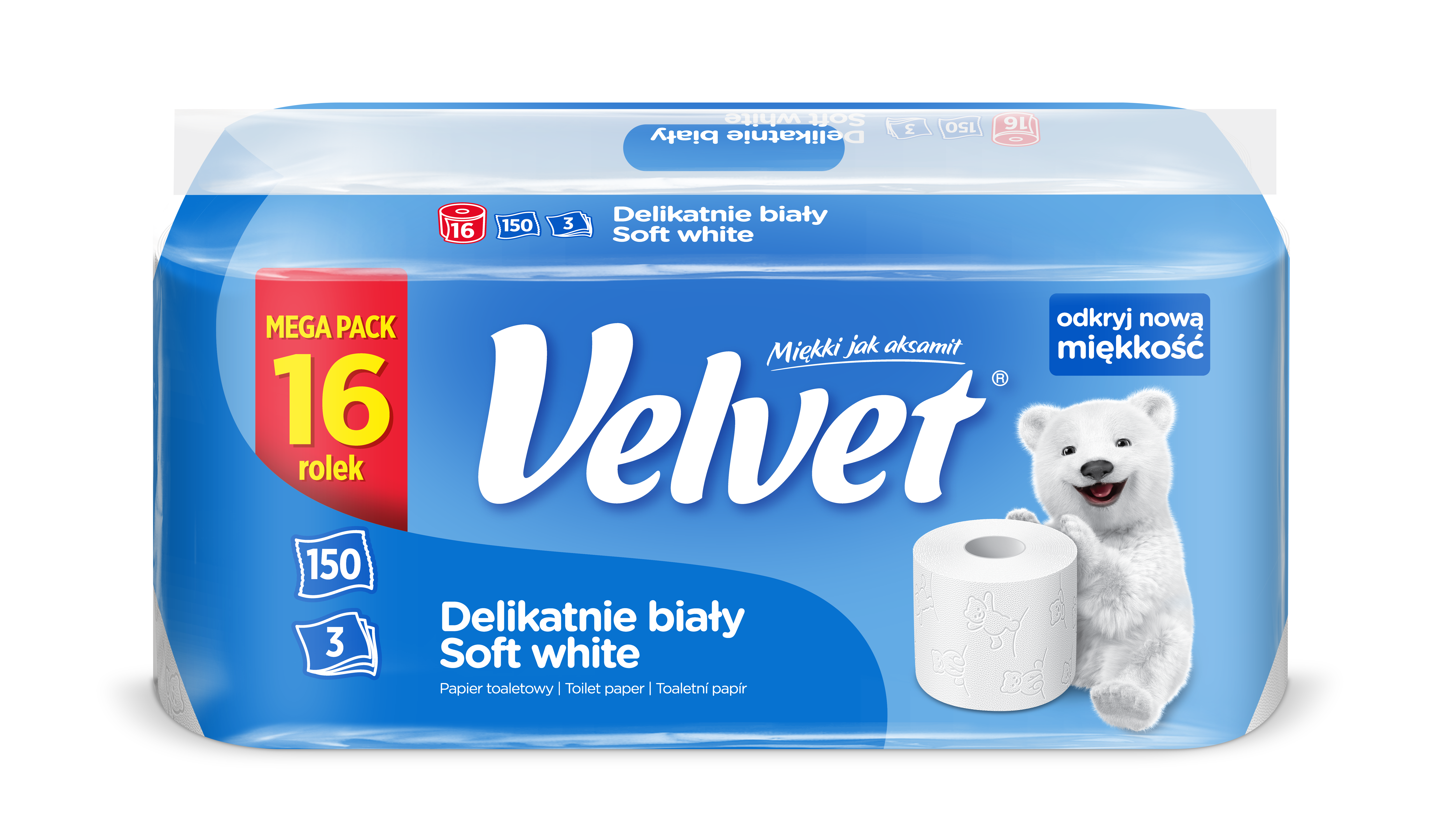 Papier toaletowy Velvet Delikatnie Biały 16 rolek